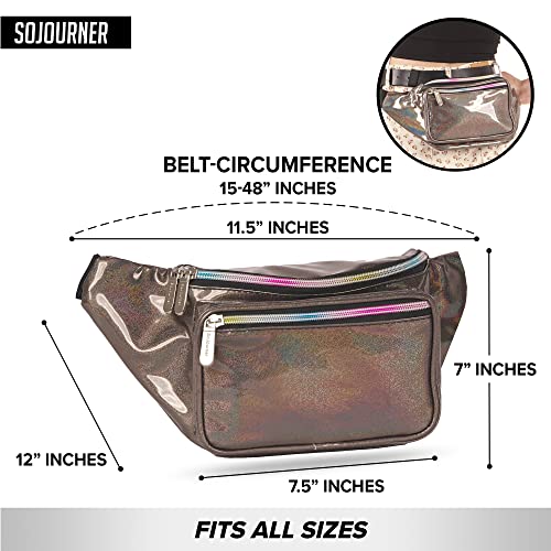 Holographic Fanny Pack Belt Bag | Waterproof Fanny Pack For Women - Crossbody Bag Bum Bag Waist Bag Waist Pack - For Halloween Costumes, Rave Fanny Pack For Hiking, Running (Copper Glitter) #TOP2
