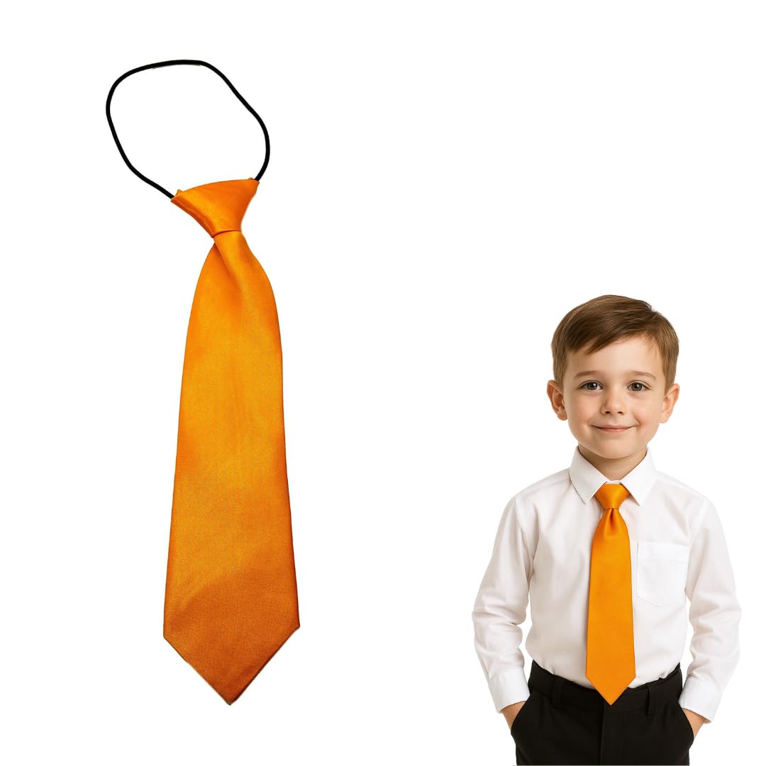 The Tie Company Boys Golden Yellow The Tie Co™ Kids Satin Elasticated Tie – Solid Plain Colour Pre-Tied & Girls Neck Tie
