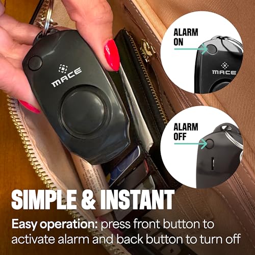 Image of Mace Brand Personal Alarm Keychain (Black) aa‚¬a€oe Emits Powerful 130dB Alarm, Includes Built-in Keychain and Mini LED Light aa‚¬a€oe Batteries Included, Great for Self-Defense