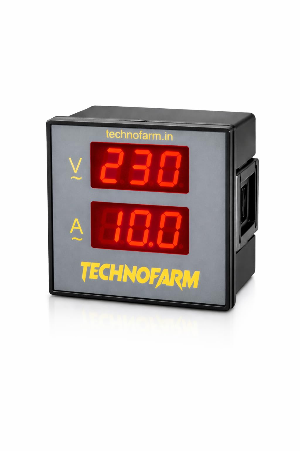 technofarm,digital ac volt amp meter 80v–650v voltage & 1a–100amp current meter frequency 50hz dual led display-72x72mm | electric circuit testing device for electrical panels