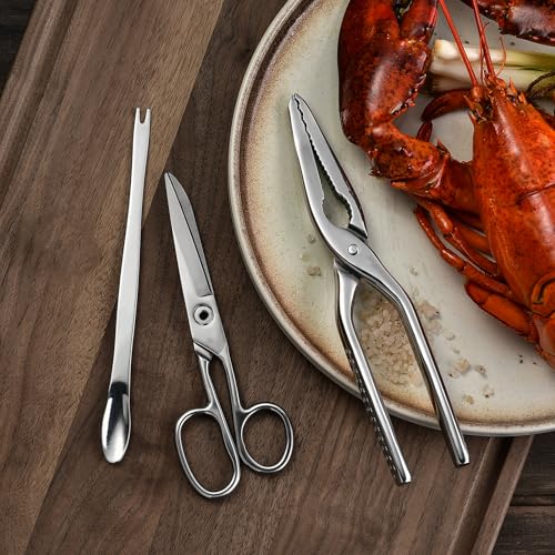 Crab Leg Crackers and Tools Set - Lobster Cracker, Scissors, Picker/Fork for Seafood Boil and Nut Opener - Full Stainless Steel - Thumbnail 2