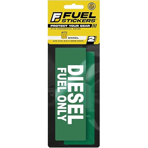 Diesel Sticker for Fuel Tank - Weatherproof Diesel Only Sticker - Fuel Labels for Storage Tanks, Trucks, Tractors, Heavy Equipment by Fuel Stickers - USA Made (6x2 inch), 10 Labels