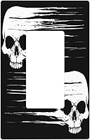 Vista 1 de Cubierta de placa de interruptor de luz basculante de esqueleto blanco y negro para decoración de pared para el hogar, dormitorio, cocina