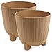 PECZEKO Blumentopf matt, Pflanzkübel mit Beinen, Dekorativer Topf für, groß und klein Pflanzen, 2er-Set blumenkübel, blumenkübel kräutertopf (2 Pack) Creme, ø 11 cm