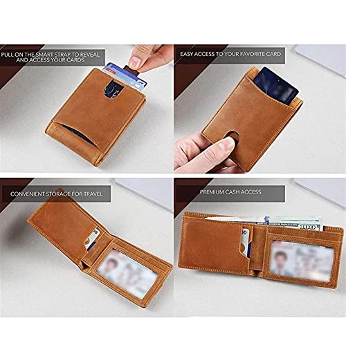 Ultra-dunne Portemonnee Heren Lederen Portemonnee Met Uittrekbare Visitekaarthouder Minimalistisch RFID Blokkeer… - Afbeelding 5