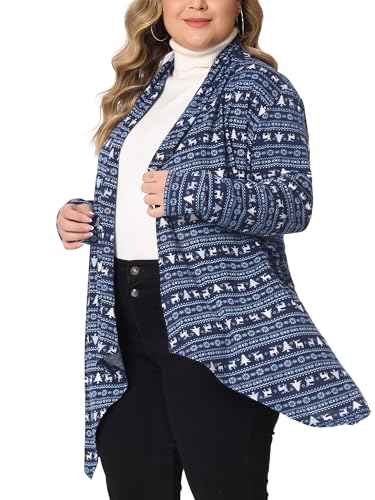 Image of Agnes Orinda Plus Size Cardigan for Women Long Sleeve Lightweight Fall Open Front Knit Cardigans Christmas