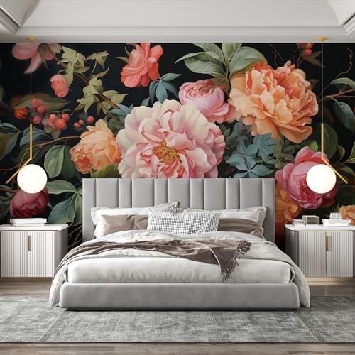 Zeeko Large Floral Peel and Stick Wall Murals 148" W x 98" H Vint...