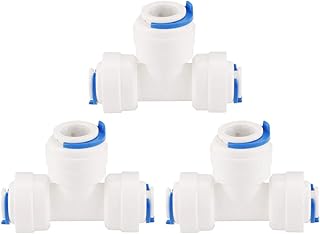 uxcell 3pcs 3/8 Inch to 1/4 Inch Tube OD Tee-Type Quick Connect Water Purifiers Tube Fittings Push Connector Water Hose for RO Reverse Osmosis System