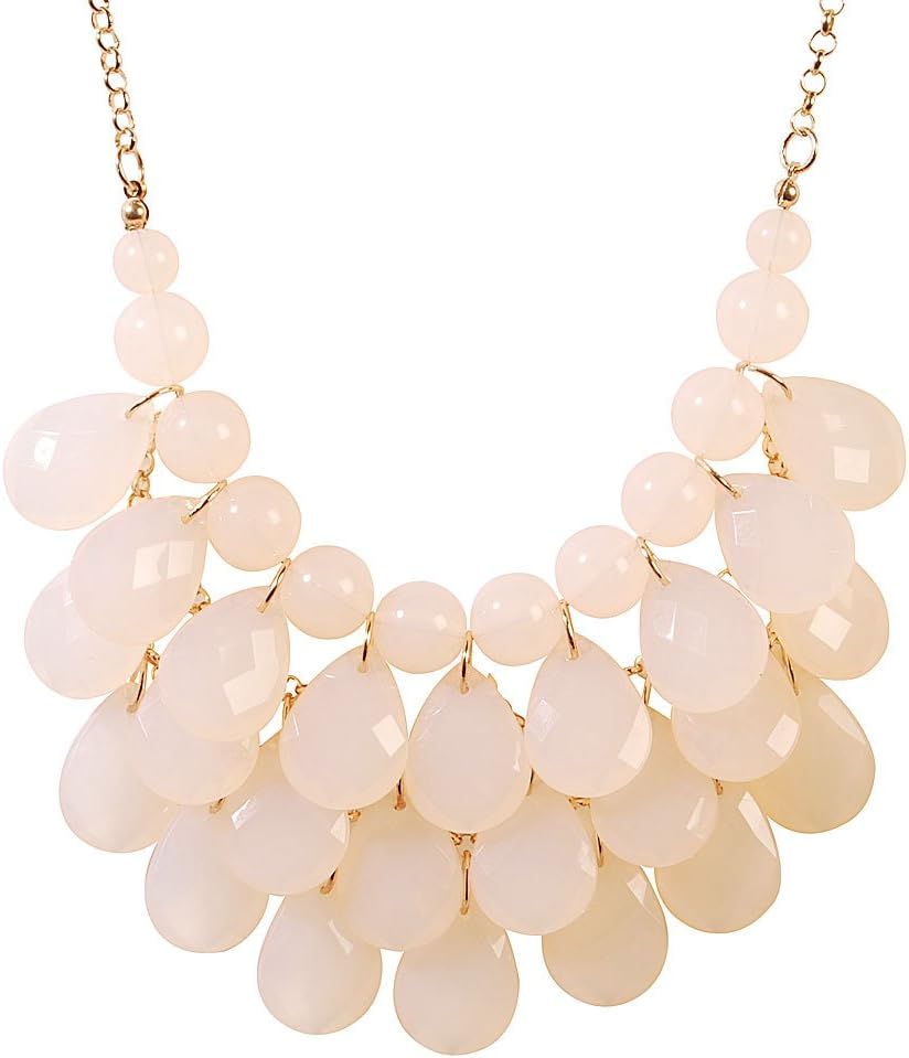 Jane Stone Fashion Purple Floating Teardrop Bib Bubble Necklace Vintage Jewelry (Fn0580-Ivory)