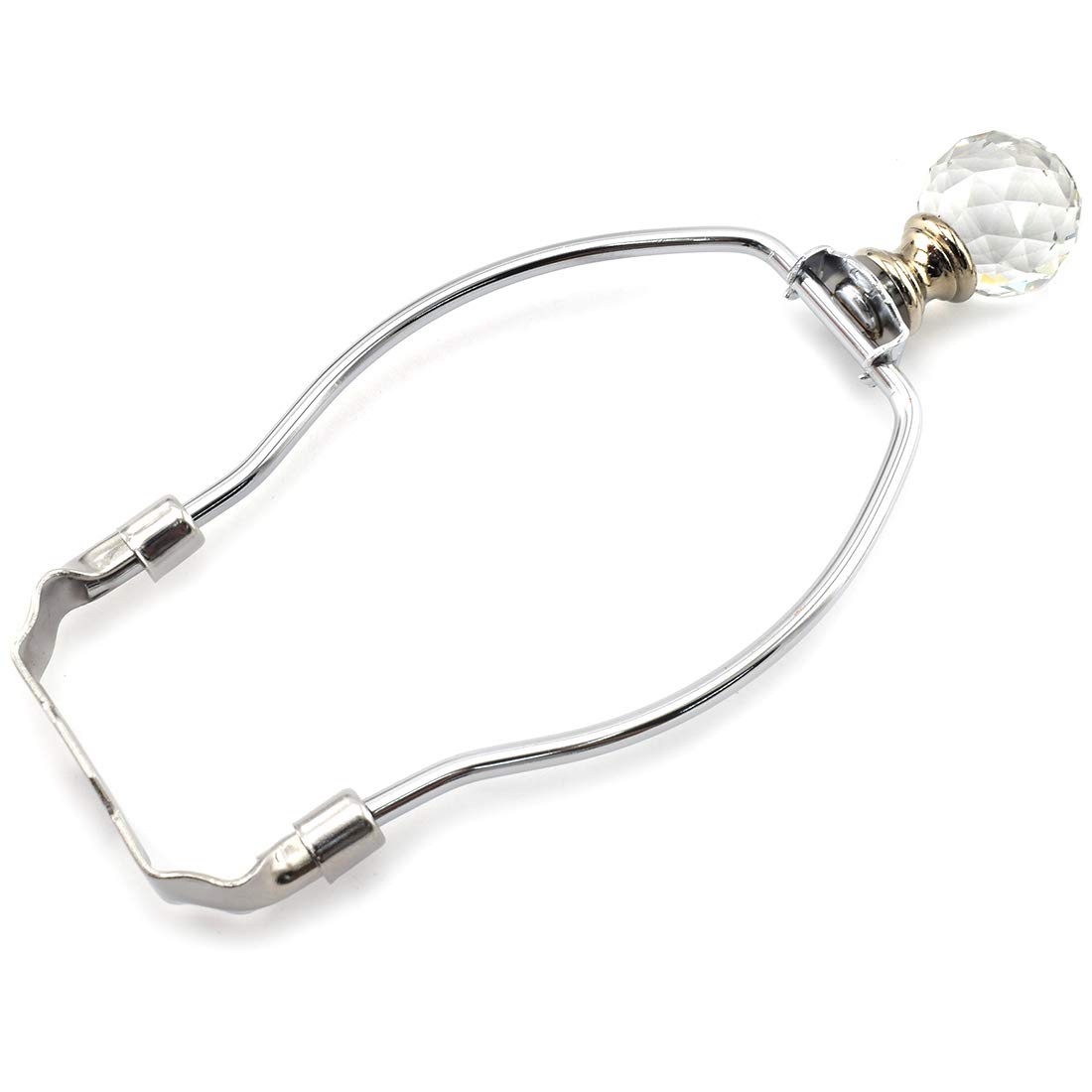 6 Inch Lamp Harp Holder, OZXNO Lamp Shade Horn Frame Brackets with Crystal Ball Finial Knob and Saddle for Table/Floor DIY Lighting Replacement Accessory