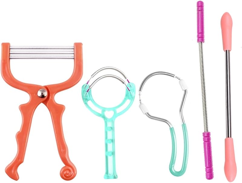 JZK Kit com 5 Removedores Manuais de Pelos Faciais com Mola, para Buço e Sobrancelhas