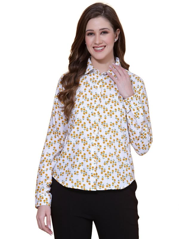 Image of OOMPH! Rayon Floral Printed Shirt for Women | Collared, Full Sleeve | Women's Button Down Shirt | TOP Stylish | Office & Casual