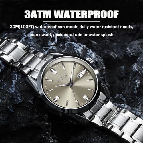 Mens Silver Watch Luxury Minimalist Dress Watch Waterproof Watches for Men Analog Quartz Stainless Steel Men's Wrist Watches with Date Luminous2