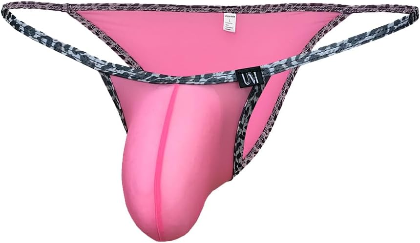 COMLIFE Men's Sexy Low Rise Ice Silk Briefs Bulge Pouch Bikini Underwear Thin String Leopard Print Solid Color Triangle Panty - Image 6