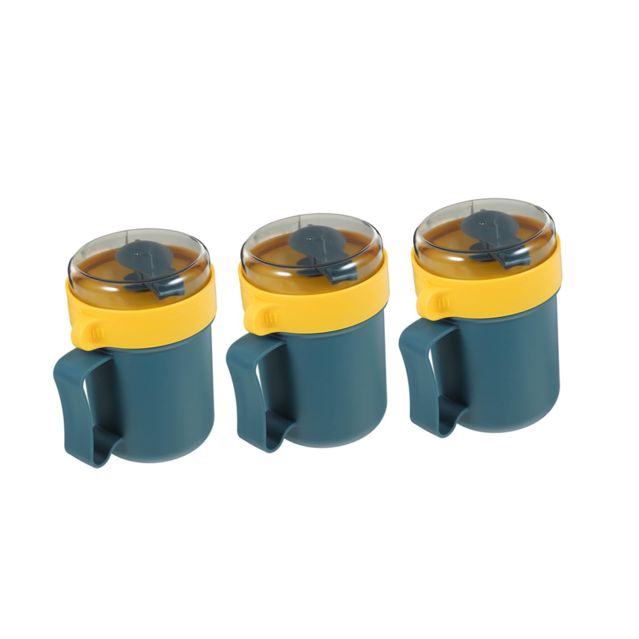 Tazas para desayuno de 500ml con tapa y cuchara TOYANDONA, juego de 3 portátiles en color azul