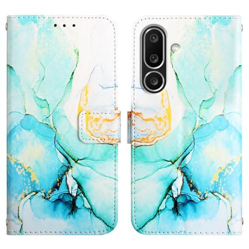 Image of ClickCase for Samsung Galaxy M36 5G Marble Series Faux Leather Back Case Card Holder Wallet with Magnetic Closure Flip Cover for Samsung Galaxy M36 5G (Marble Green)
