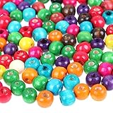 Assorted Color Wooden Beads,730x Painted Round Wooden DIY Craft Production Project Large Hole Wooden Spacer Beads for Kids and Adult Jewelry Making Supplies 10mm (730pcs Beads)