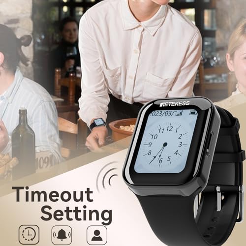 Retekess TD154 Waitress Pager System, Restaurant Pagers for Servers, Magnetic Charging, 262ft, Touch Screen, 1 USB 5 Watch Receivers for Hotel, Kitchen, Chef