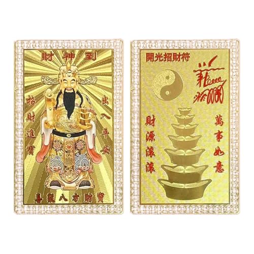Genérico Tarjeta Dorada - Dios de la Riqueza | Tarjeta Tradicional Portátil Dorada - 2026 Llega El Dios De La Riqueza, Las Riquezas Ordenan Metal, Oro, Tarjetas, De Saludo, Coleccionables, Hogares, - imagen 4