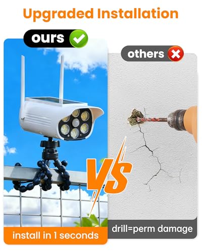Thumok Solar Dummy Security Camera Outdoor, Motion Detector Fake Camera with 3 Lighting Modes, Octopus Tripod No Drill Installation, Adjustable CCTV Surveillance for Fence, Garden, Patio