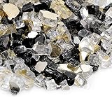 Skyflame 10-Pound Blended Fire Glass for Fire Pit Fireplace Landscaping - 1/2 Inch Reflective Temper