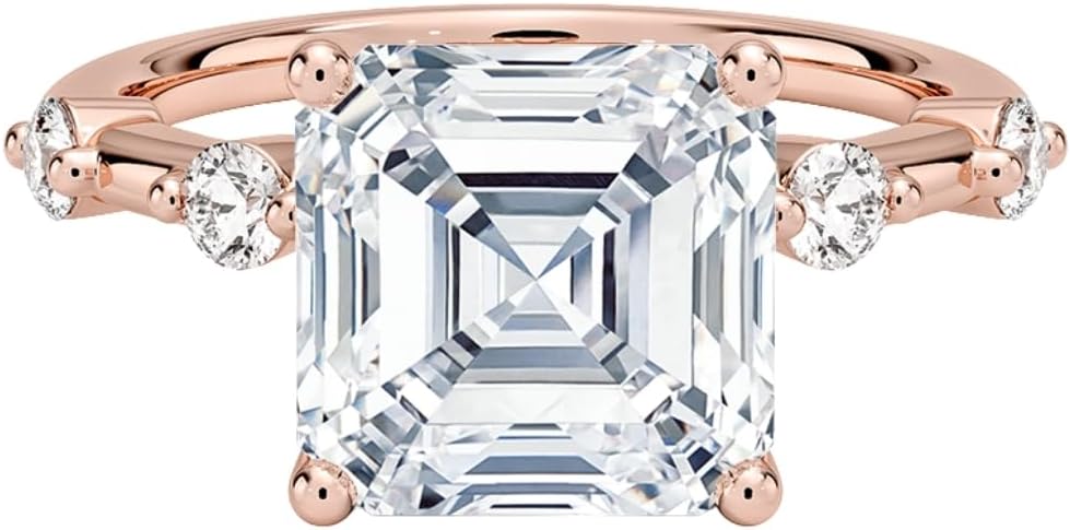 1.7mm 5 Stone Moissanite Engagement Ring, 1-5CT E-F Color VVS1-VVS2 Clarity, 925 Sterling Silver & 10K, 14K, 18K Solid Rose White Yellow Gold, Ideal Gift for Women