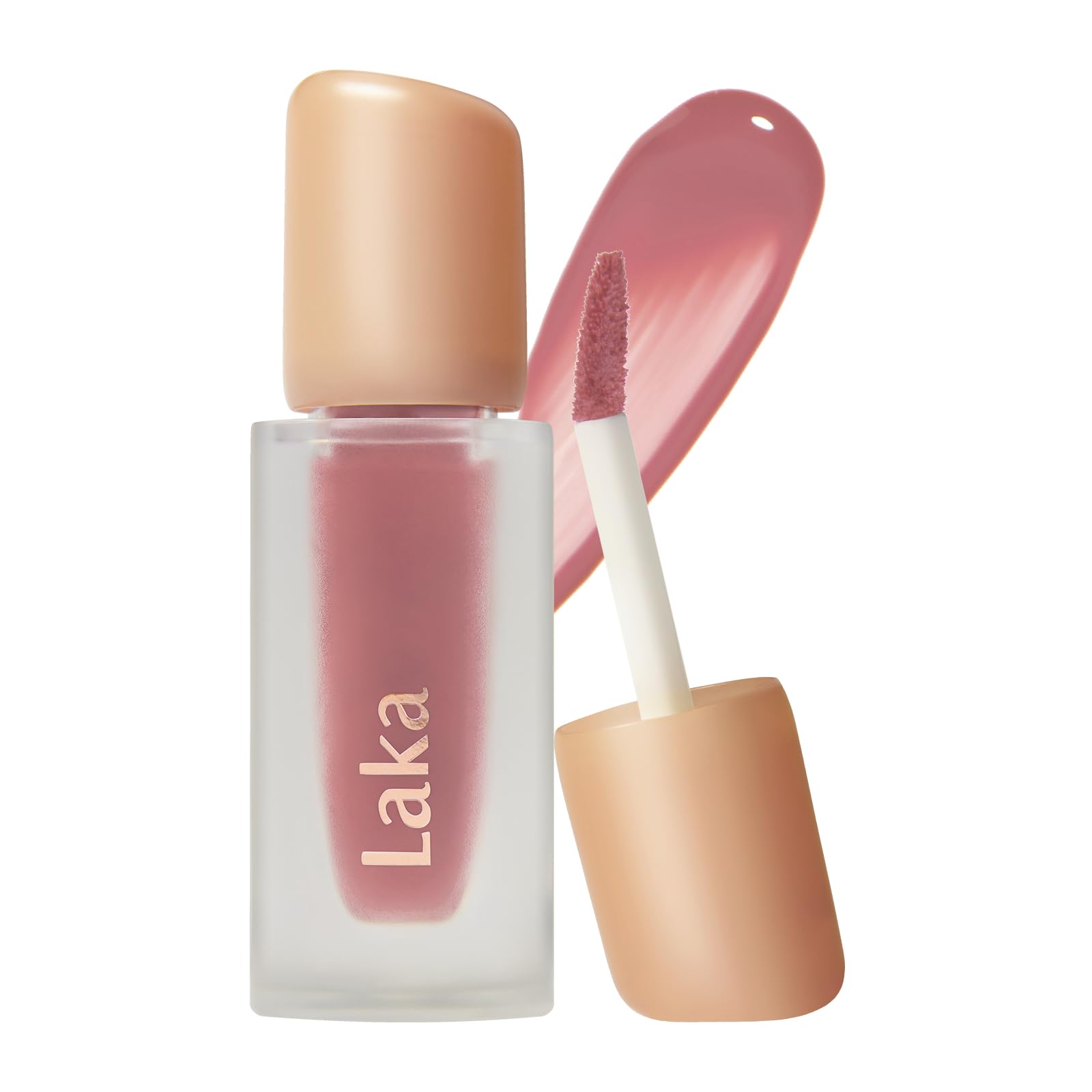 Laka Fruity Glam Tint | Glowing Korean Lip Tint with Hydrating Lightweight Texture | Buildable Color, Non-Sticky High Shine Gloss | K-Beauty Korean Makeup | #124 Maro, 0.15oz