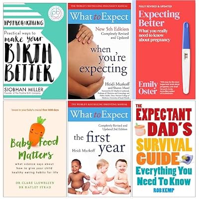 Hypnobirthing, What to Expect When You're Expecting, Expecting Better, Baby Food Matters, What to Expect The 1st Year, The Expectant Dad's Survival Guide 6 Books Collection Set