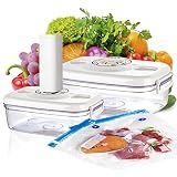 Domsanistor 17Pcs Vacuum Seal Containers Vacuum Sealer Machine Starter Set for Food Savers,Automatic
