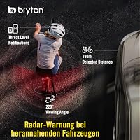 Bryton GARDIA R300D StVZO-zertifiziertes Fahrrad-Radar mit Rücklicht, deutsches Modell, 190 m Erkennung, 220° Sichtwinkel, visuelle und akustische Warnungen, USB-C, App-Unterstützung – Ansicht 3