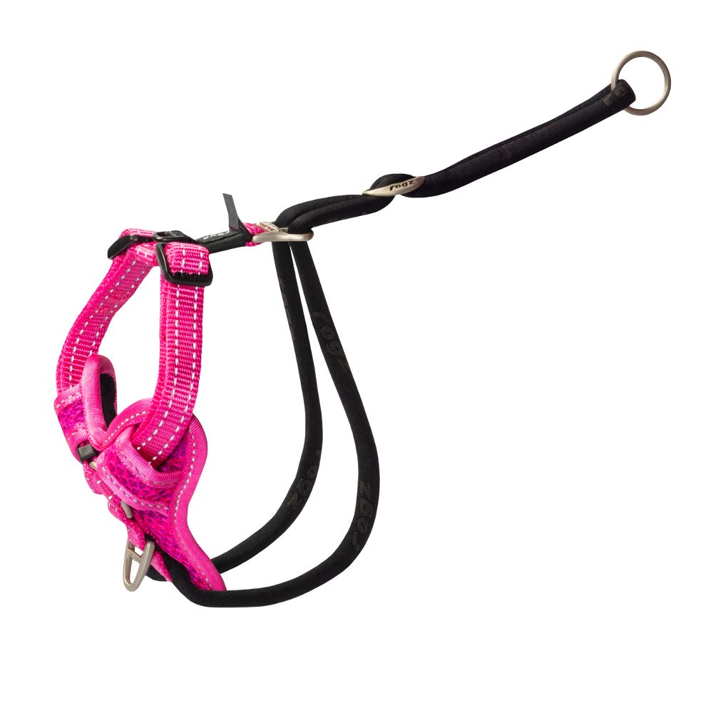Harnais anti-traction rose Rogz M pour balades et randonnées