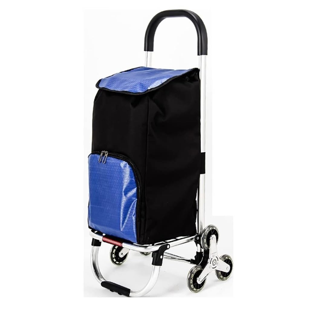SBZIOJHDR foldable shopping trolley， Trolley Bag Foldable Silent 6 Casters Detachable for Supermarket Travel Picnic Shopping Cart(B)