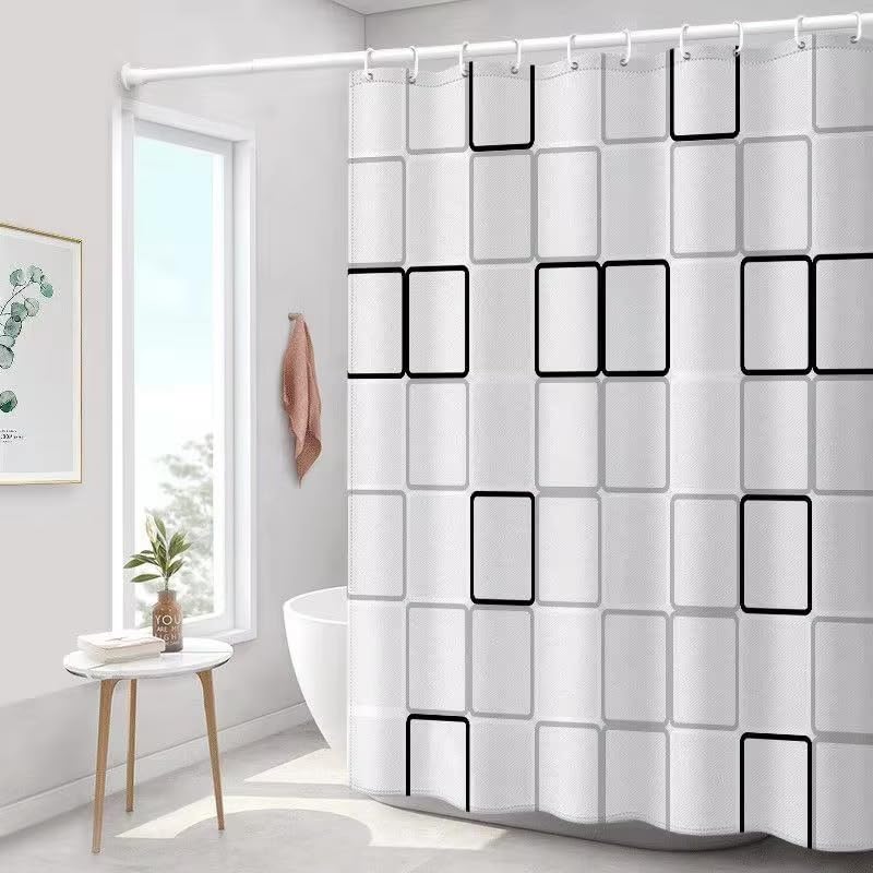 Rideau de douche imperméable avec crochets, accessoire de bain résistant 79x180cm - 3