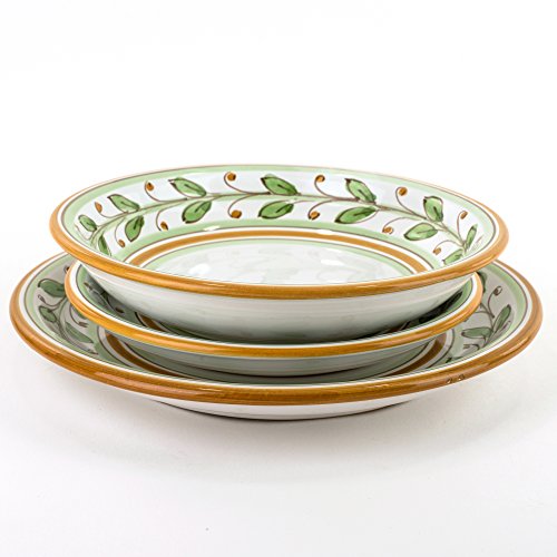1 piatto piano Ø 25,5 cm CEAR ceramiche - Posto tavola singolo in ceramica, Set di 3 piatti per servizio in ceramica di Caltagirone decorati a mano