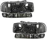 TRIBLE SIX Headlight Headlamps Assembly Replacement for 2000-2006 GMC YukonXL 2005 2006 GMC Sierra 1500 1500 HD 1999-2002 GMC Sierra 2500 Sierra 3500 GM2502188 GM2503188