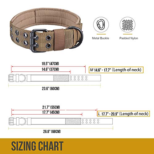 Onetigris Military Adjustable Dog Collar With Metal D Ring & Buckle 2 Sizes (Coyote Brown, L) #TOP4