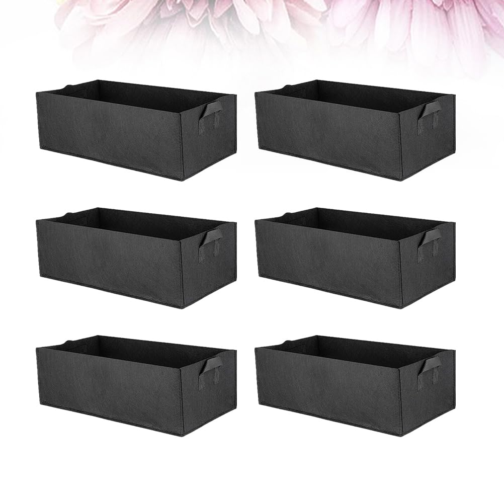 SUPVOX 6Pcs Non-Woven Fabric Planting Bags: Square Grow Bags for Outdoor Garden Planters Vegetable Flower Nursery Container Black - Image 4