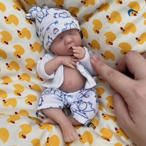 MYREBABY Reborn-Babypuppe, 17,8 cm, Silikon-Puppe, Junge Colin, Mini-Puppe, realistische Babypuppe, Ganzkörper-Baby-Puppe, Ganzkörper-Stressabbau – Bild 4