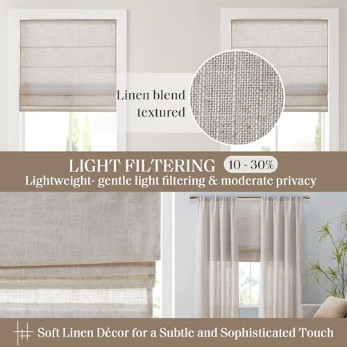 image for Madison Park Kyler Cordless Roman Shades - Single Panel, Lightweight L