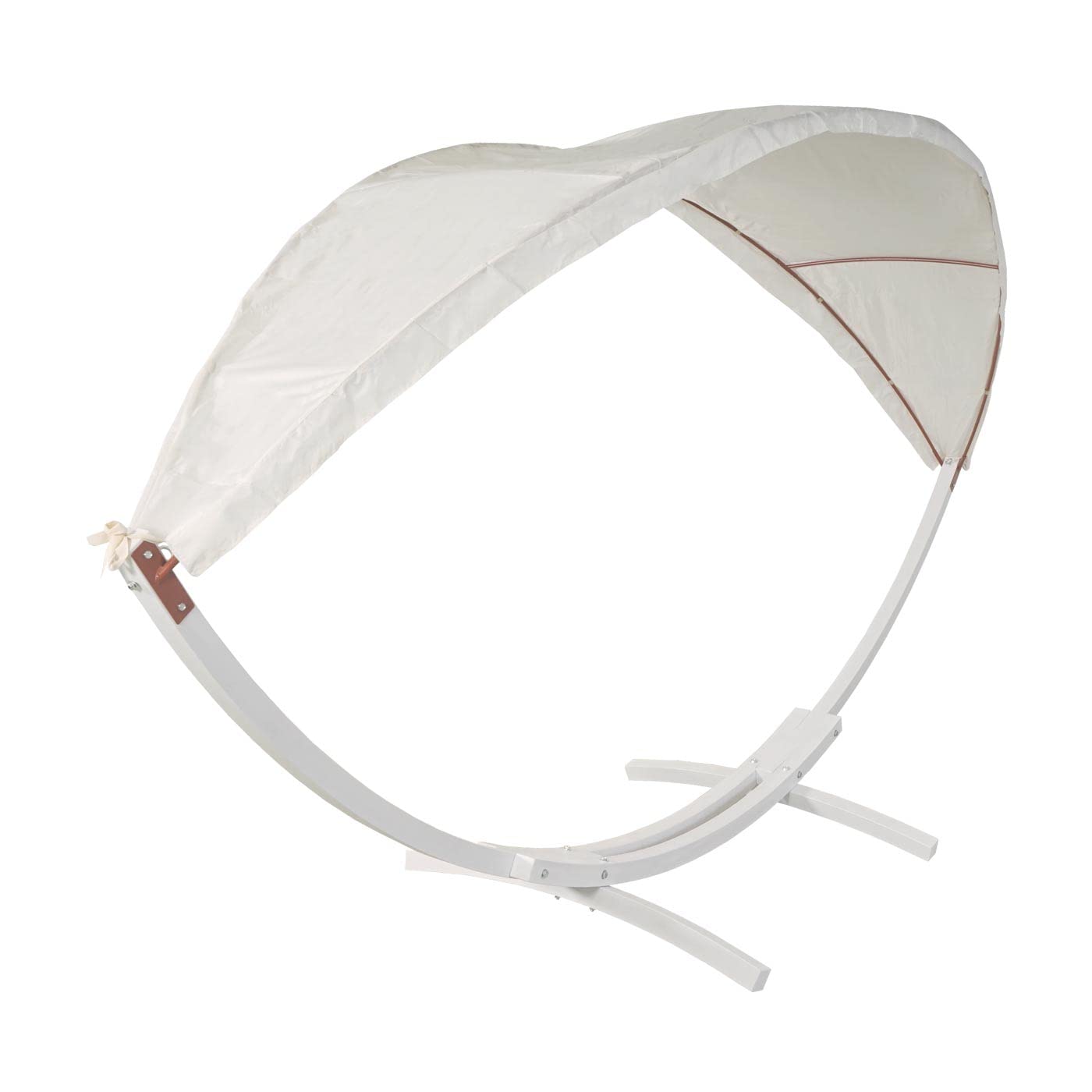 Amaca 2 posti con struttura in legno e parasole HWC-J47 regolabile 420cm - bianco telo avorio