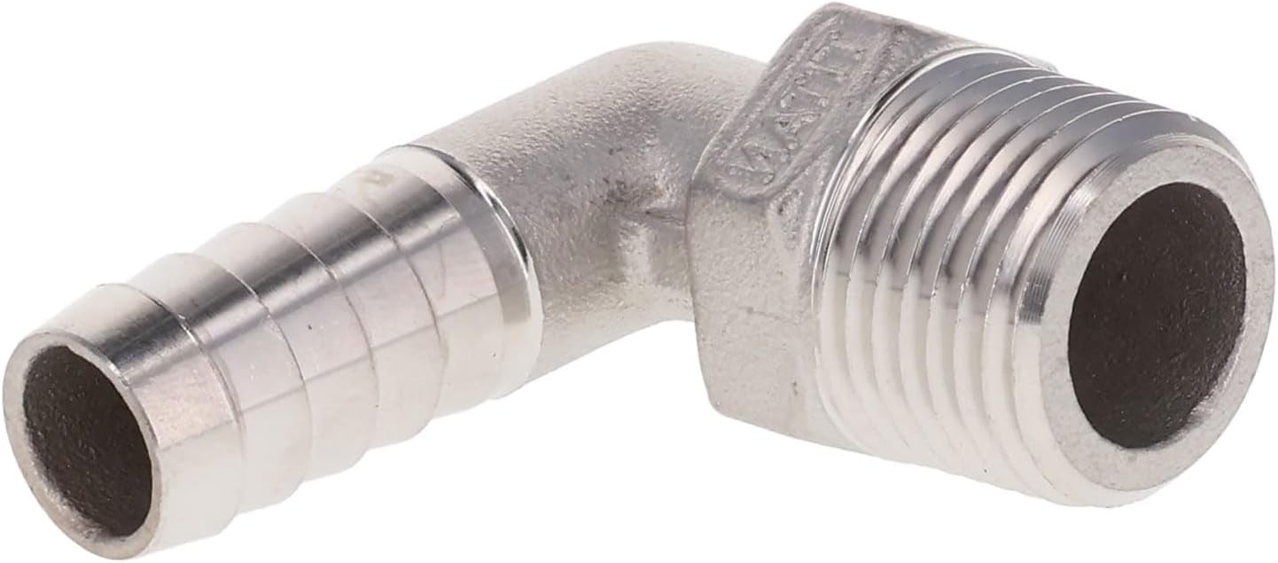 HYDRAULICS DIRECT | SS-HB-MP90-12-12 | 3/4" Hose x 3/4" NPT Male Pipe Rigid 90°- Stainless Hose Barb