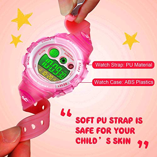 cofuo Kids Digital Sport Watch for Boys Girls, Kid Waterproof Electronic Multi Function Casual Outdoor Watches, 7 Colorful LED Luminous Alarm Stopwatch Wristwatch3