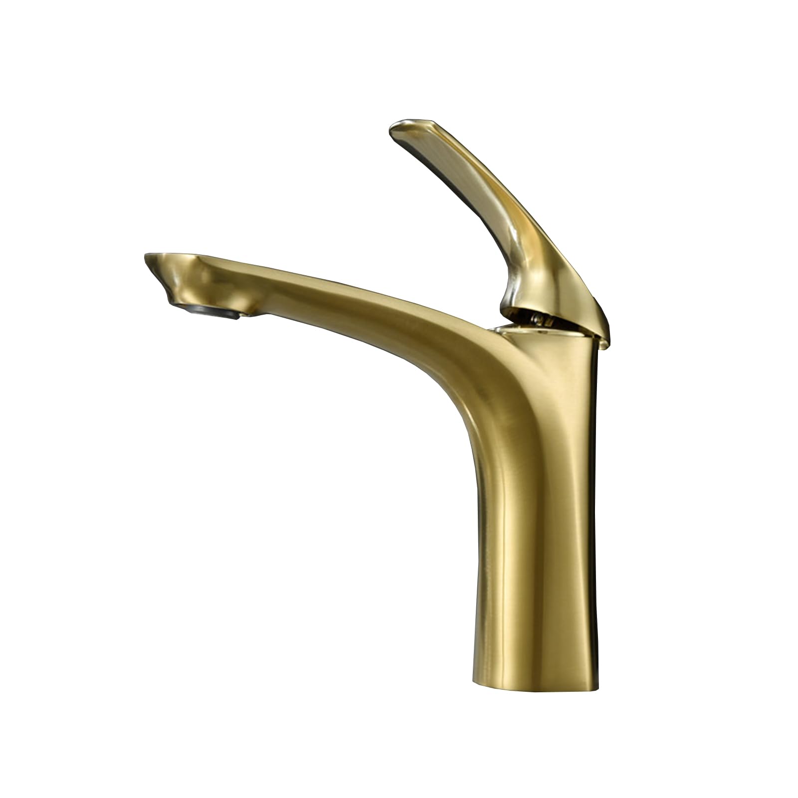 BiaoTeng Mischbatterie Waschbecken Bad Gebürstetes Gold Einhebelmischer Waschbecken Messing Waschbeckenarmatur Wasserhahn Bad Waschbecken, Gebürstetes Gold