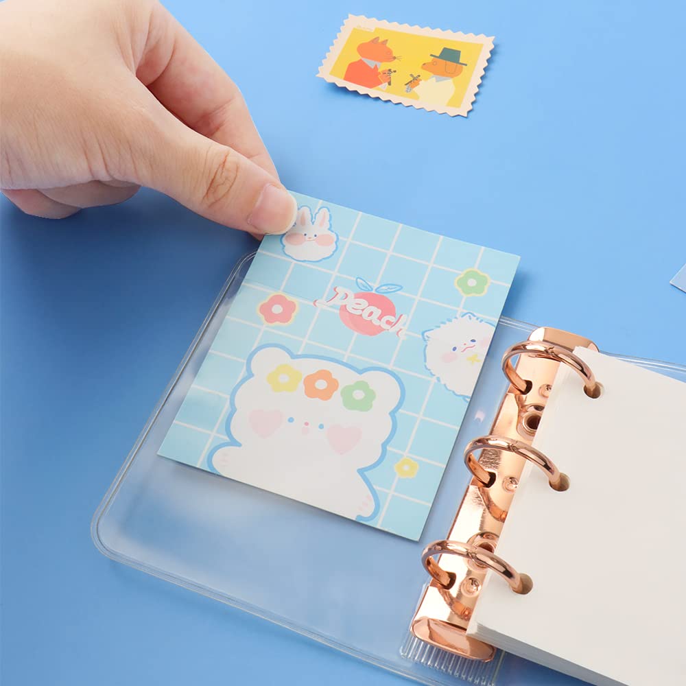 Mini Clear PVC 3-Ring Binder - Refillable Notebook With Snap Closure For Loose Leaf Paper, 3.23x3.94 Inches