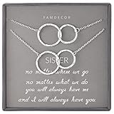 Sister Necklace for 2 Sister Gifts for Sisters Necklaces Sterling Silver Hammered Interlocking Circle Necklace for Sisters Christmas Holiday Jewelry