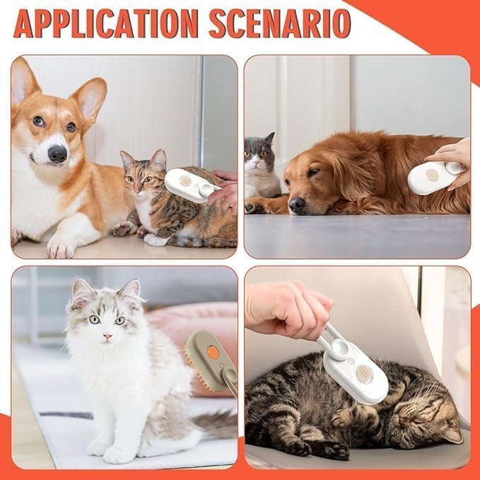 CHIDDHAN Steam Brush for Dog Cat Steam Brush 3 in 1 Water Brush for Dogs Silicone Massage Dog Comb Electric Multifunctional Water Brush Spa for Dogs USB Rechargeable Steamy Brush for Pet (Multicolor) 1
