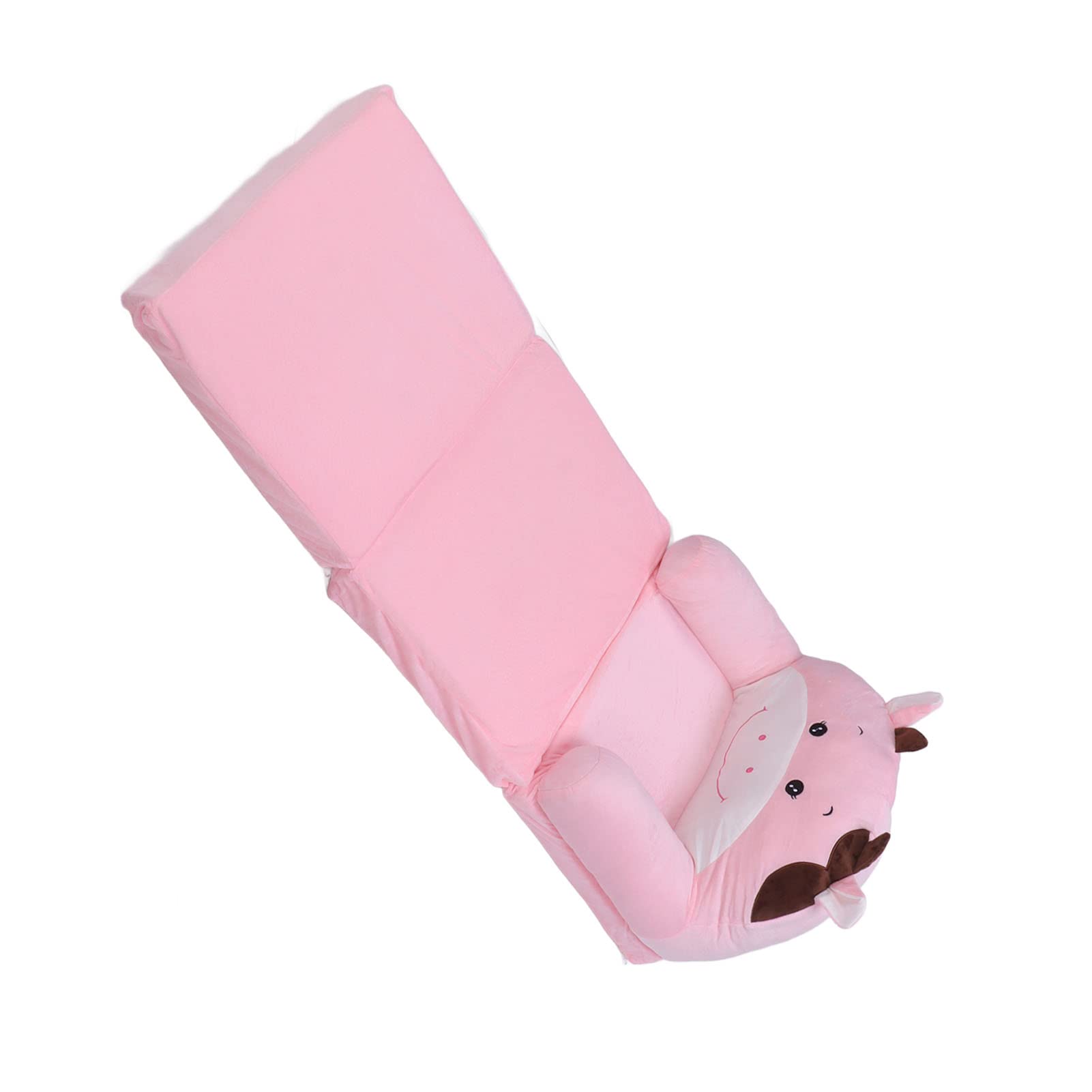 Składana Sofa dla Dzieci Cute Cartoon Miękka Wygodna Rozkładana Sofa dla Chłopców Dziewcząt Sypialnia w Różowym Kształcie Krowy (3 warstwy)
