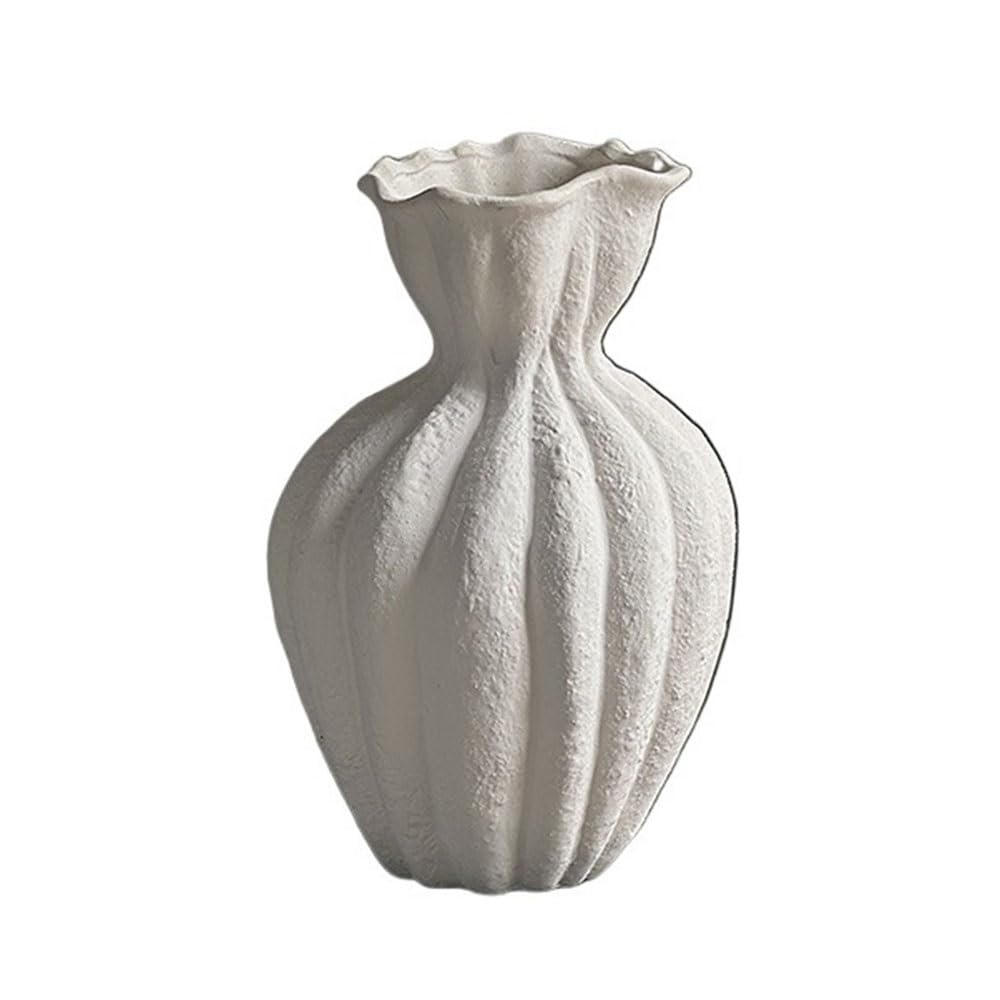 B3f7m4r9j2 One Color Vase Vintage Style Matte Ceramic Vase Tabletop Flower Arrangement Decor Fresh Dried Flowers Dining Bedroom(Large)