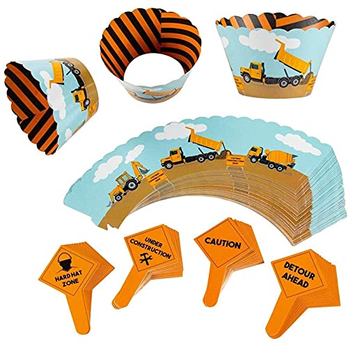 Juvale 100-Piece Construction Zone Cupcake Toppers And Wrapper Liners For Kids Birthday Party Supplies #TOP5