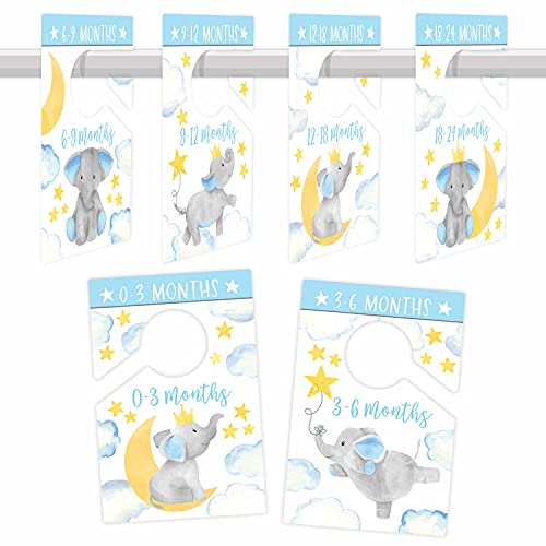 Image of 6 Baby Closet Size Dividers Boy - Elephant Baby Closet Dividers By Month, Baby Closet Organizer for Nursery Organization, Baby Essentials for Newborn Essentials Baby Boy, Nursery Closet Dividers Boy